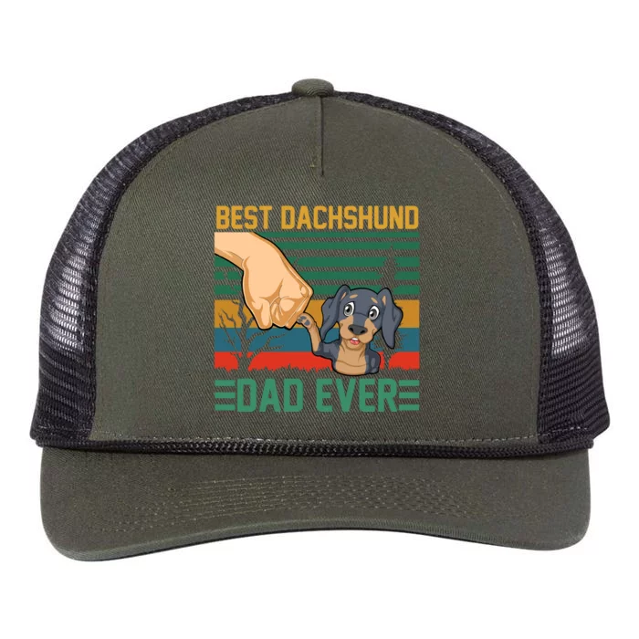 Best Dachshund Dad Ever Retro Rope Trucker Hat Cap