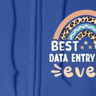 Best Data Entry Clerk Ever Leopard Rainbow Mom Gift Full Zip Hoodie