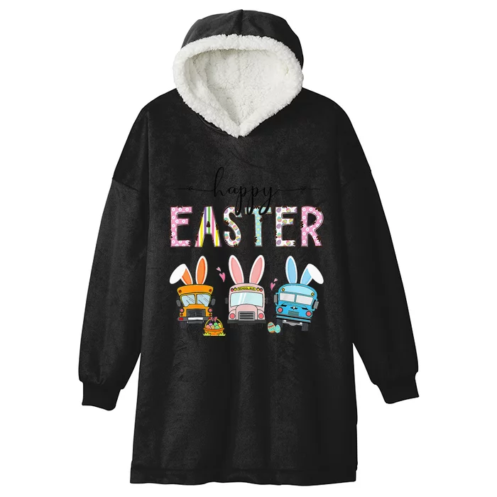 Bus Driver Easter Egg Hunt Bunny Ears Easter Squad Hooded Wearable Blanket