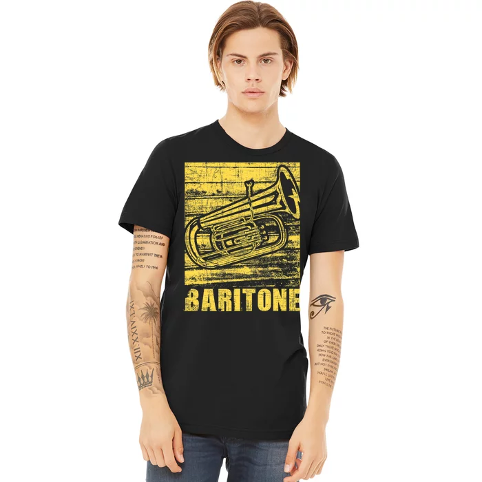 Baritone - Distressed Euphonium Lover Marching Bandmaster Premium T-Shirt