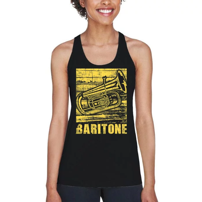 Baritone - Distressed Euphonium Lover Marching Bandmaster Women's Racerback Tank