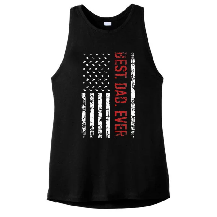 Best Dad Ever Us American Flag Gift For FatherS Day Ladies Tri-Blend Wicking Tank