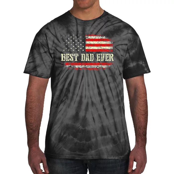 Best Dad Ever With US American Flag Gifts Fathers Day Dad Tie-Dye T-Shirt