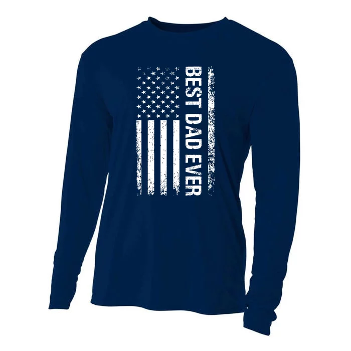 Best Dad Ever USA Flag Dad Gifts Cooling Performance Long Sleeve Crew