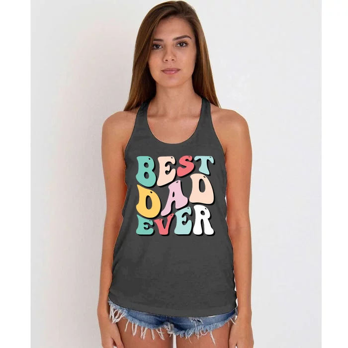 Best Dad Ever Fathers Day Groovy Men Daddy Gifts Women's Knotted Racerback Tank