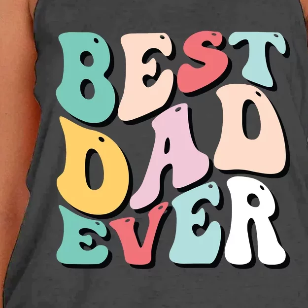 Best Dad Ever Fathers Day Groovy Men Daddy Gifts Women's Knotted Racerback Tank