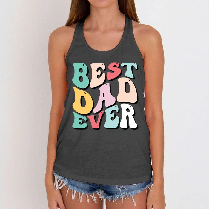 Best Dad Ever Fathers Day Groovy Men Daddy Gifts Women's Knotted Racerback Tank