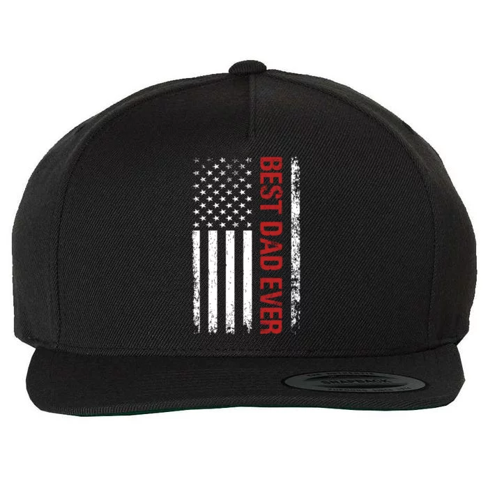 Best Dad Ever USA Flag Dad Gifts Wool Snapback Cap