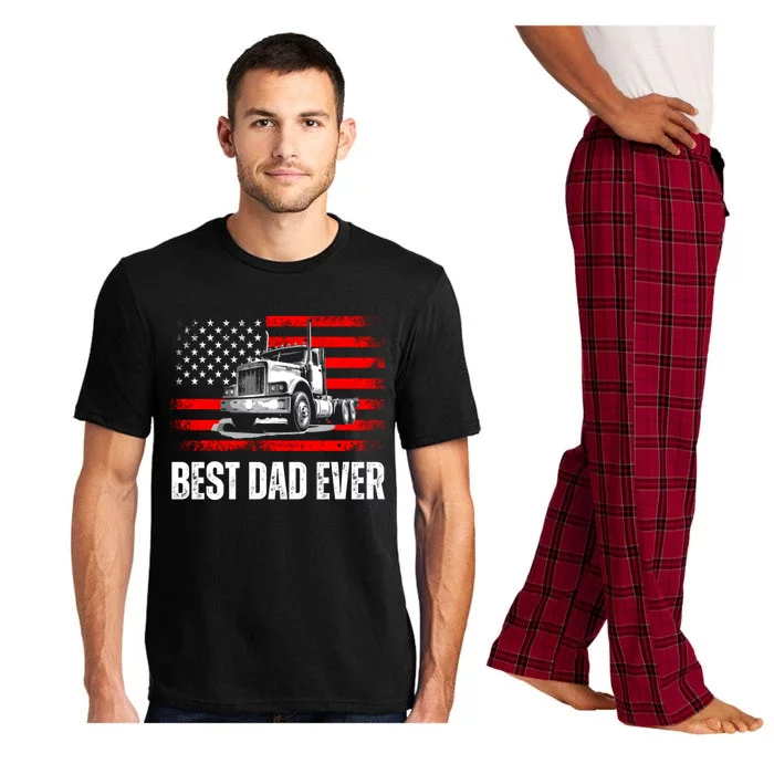 Best Dad Ever Flag Truck Dad Trucker Dad Best Trucking Dad Pajama Set