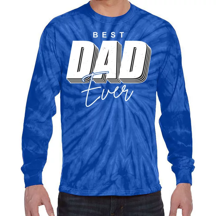 Best Dad Ever Retro Gift Tie-Dye Long Sleeve Shirt