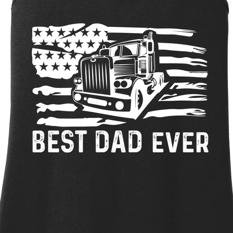 Best Dad Ever Flag Truck Dad Trucker Dad Best Trucking Dad Ladies Essential Tank