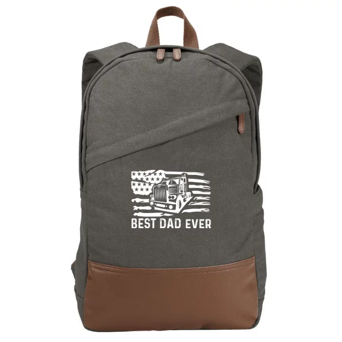 Best Dad Ever Flag Truck Dad Trucker Dad Best Trucking Dad Cotton Canvas Backpack