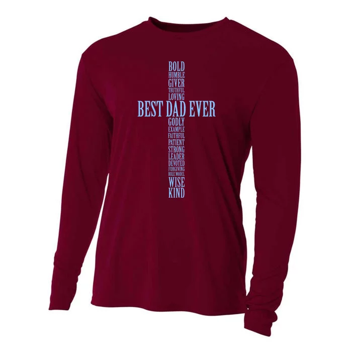 Best Dad Ever Positve Words Cross Cooling Performance Long Sleeve Crew