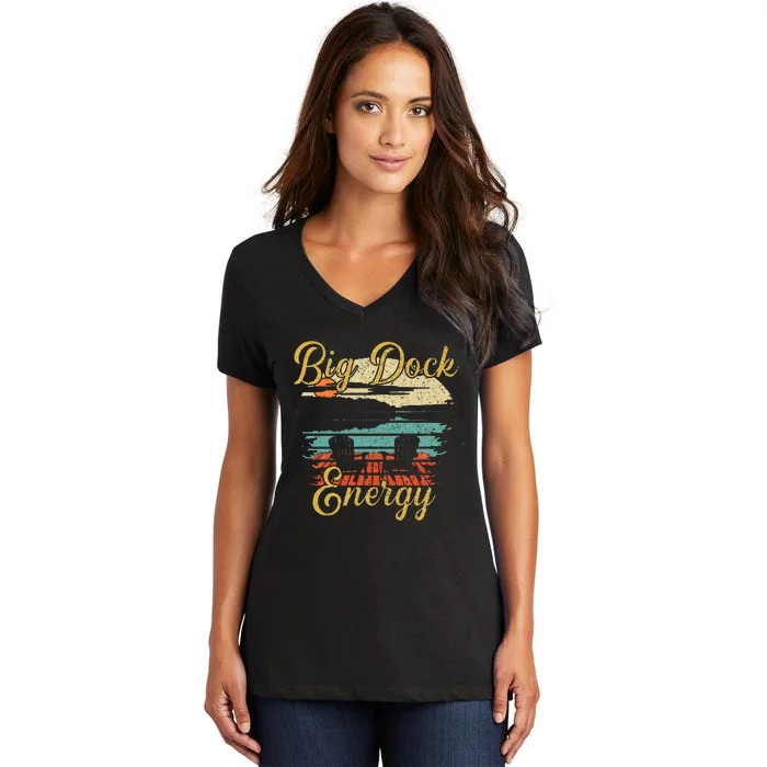 Big Dock Energy Summer Cottage Vacation Lake Life Women's V-Neck T-Shirt