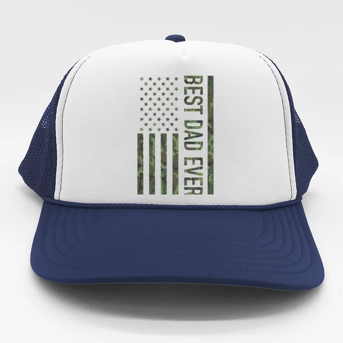 Best Dad Ever American Us Camouflage Flag Gift For Father Gift Trucker Hat