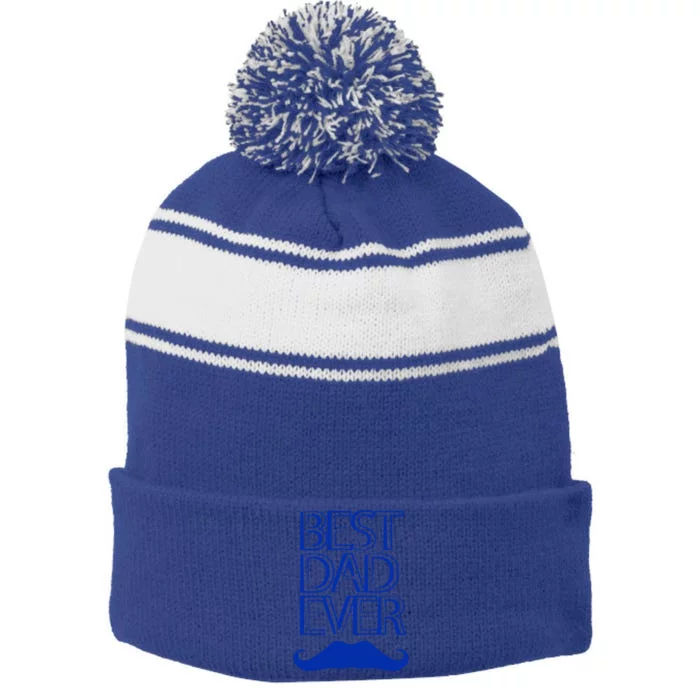 Best Dad Ever Gift Stripe Pom Pom Beanie