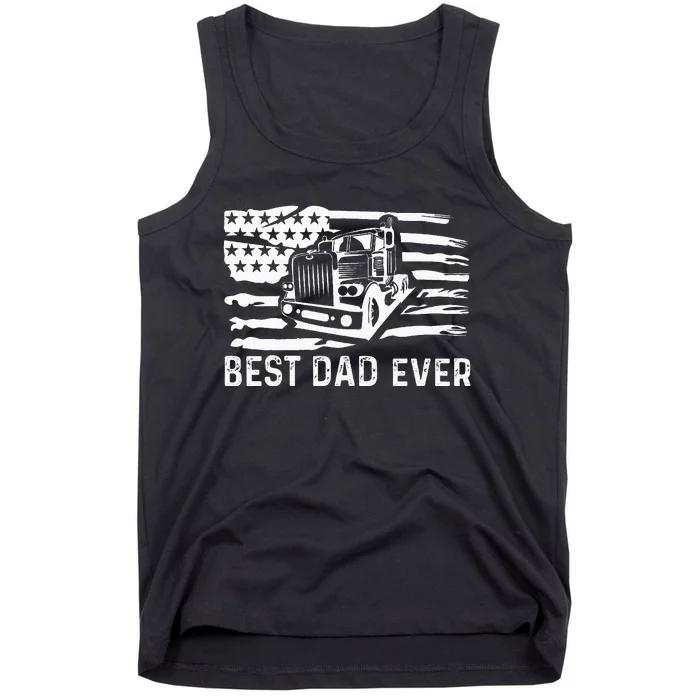 Best Dad Ever Flag truck dad trucker dad best trucking dad Tank Top