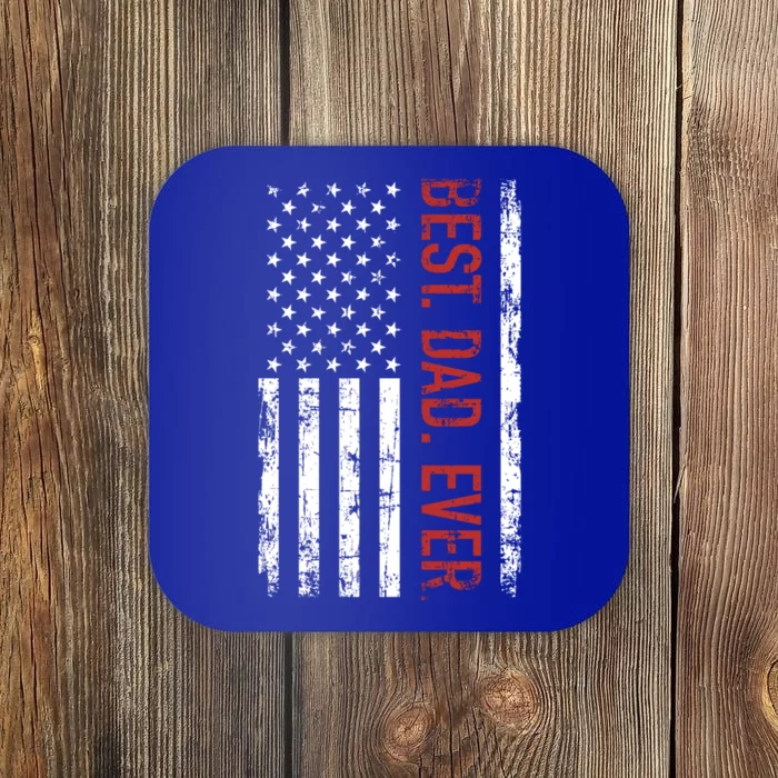 Best Dad Ever Us American Flag Gift For Father's Day Gift Coaster