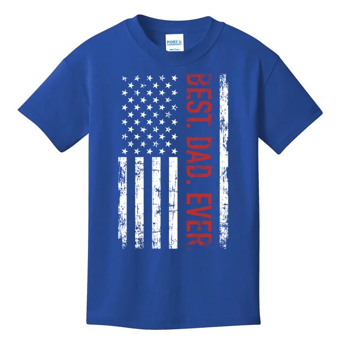 Best Dad Ever Us American Flag Gift For Father's Day Gift Kids T-Shirt