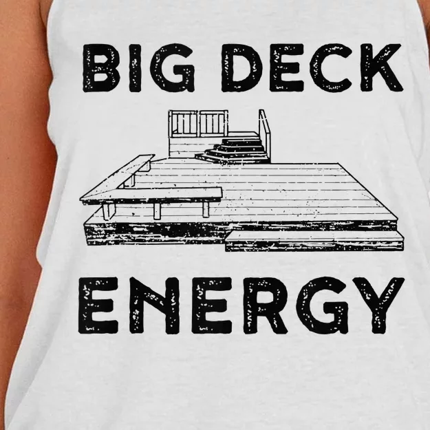 Big Deck Energy Yard Deck Patio Funny Women's Knotted Racerback Tank