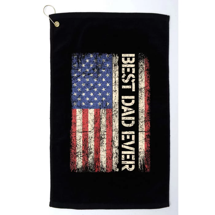 Best Dad Ever Us American Flag Gifts For FatherS Day Platinum Collection Golf Towel