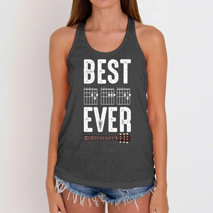 Best Dad Ever Guitarist Daddy Musical Instrument Guitar Women's Knotted Racerback Tank