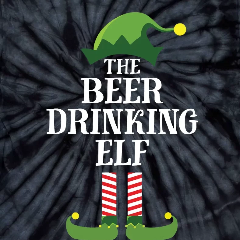 Beer Drinking Elf Matching Family Group Christmas Party Tie-Dye T-Shirt