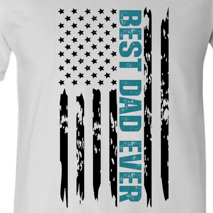 Best Dad Ever American Flag V-Neck T-Shirt