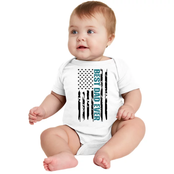 Best Dad Ever American Flag Baby Bodysuit