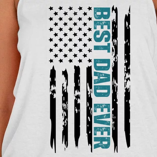 Best Dad Ever American Flag Women's Knotted Racerback Tank