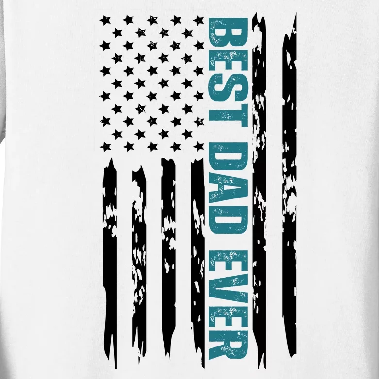 Best Dad Ever American Flag Kids Long Sleeve Shirt