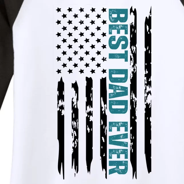 Best Dad Ever American Flag Women's Tri-Blend 3/4-Sleeve Raglan Shirt