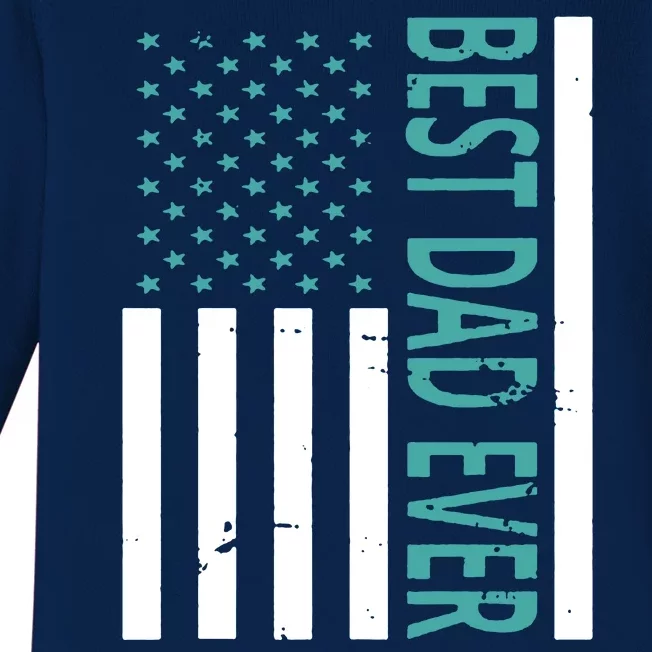 Best Dad Ever USA Flag Baby Long Sleeve Bodysuit