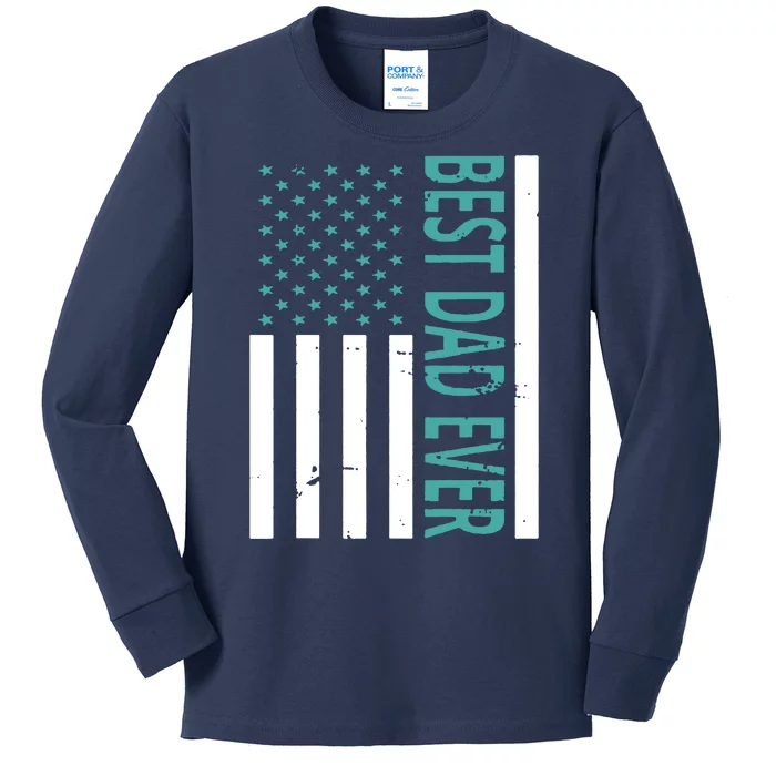 Best Dad Ever USA Flag Kids Long Sleeve Shirt