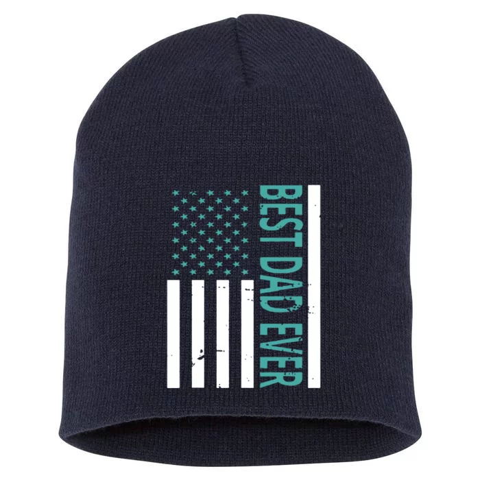 Best Dad Ever USA Flag Short Acrylic Beanie