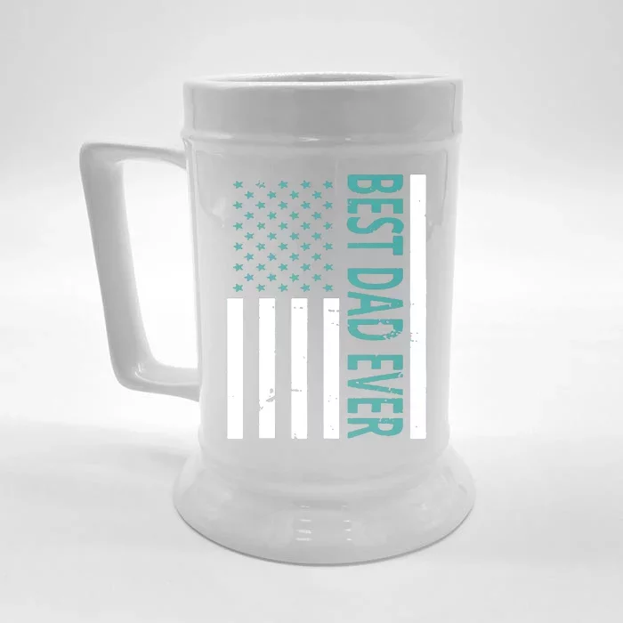 Best Dad Ever USA Flag Front & Back Beer Stein