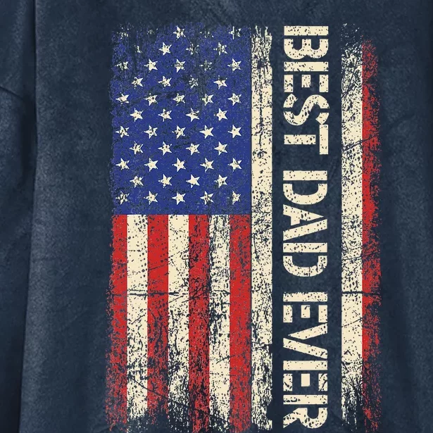 Best Dad Ever US American Flag Gifts For Fathers Day Hooded Wearable Blanket