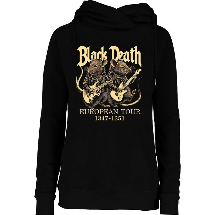 Black Death European Ren Faire Medieval History Goth Womens Funnel Neck Pullover Hood