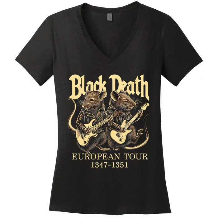 Black Death European Ren Faire Medieval History Goth Women's V-Neck T-Shirt