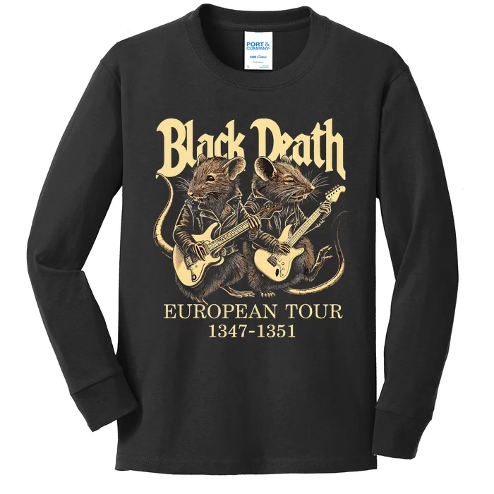 Black Death European Ren Faire Medieval History Goth Kids Long Sleeve Shirt