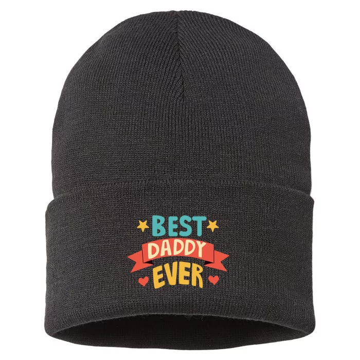 Best Daddy Ever Cute Fathers Day Gift Sustainable Knit Beanie