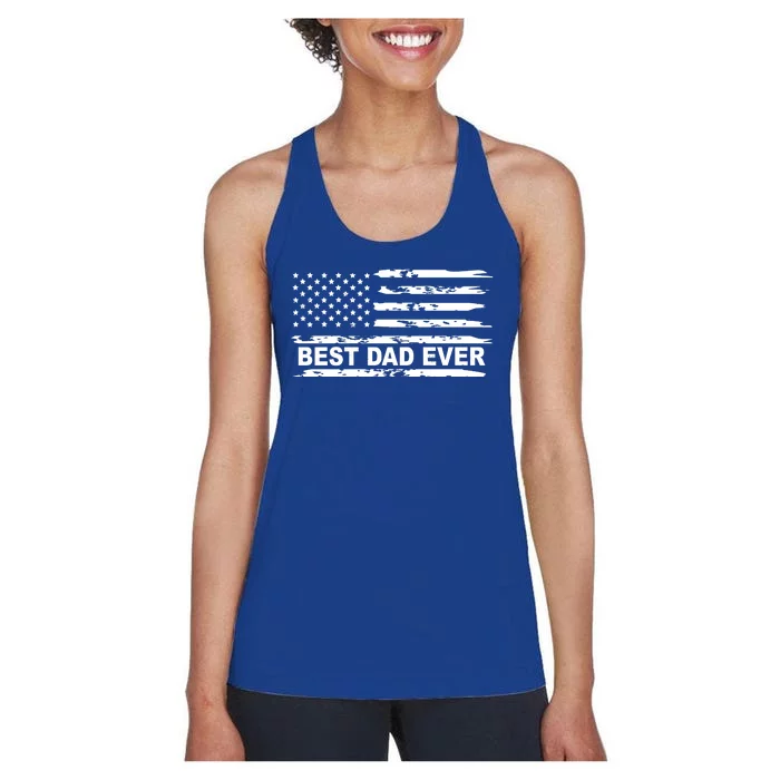 Best Dad Ever American Flag Women's Racerback Tank