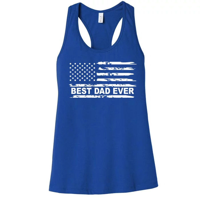 Best Dad Ever American Flag Women's Racerback Tank