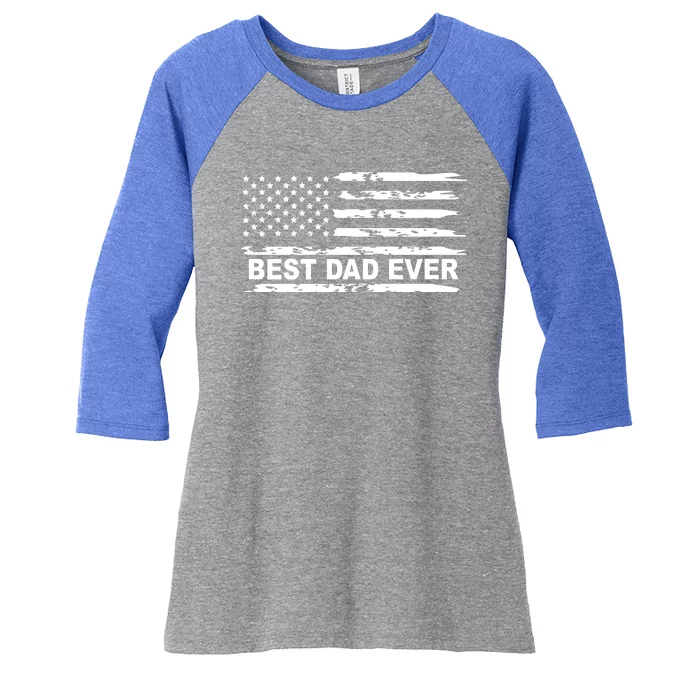 Best Dad Ever American Flag Women's Tri-Blend 3/4-Sleeve Raglan Shirt