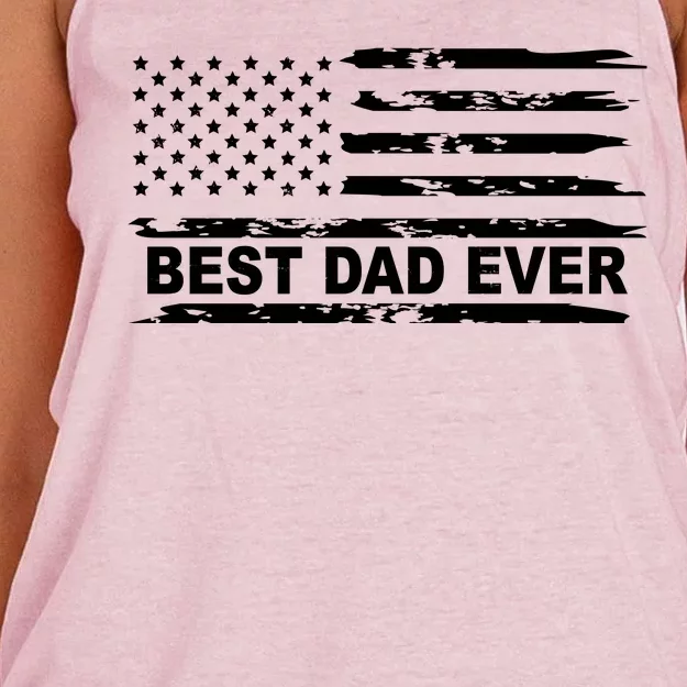 Best Dad Ever American Flag Women's Knotted Racerback Tank