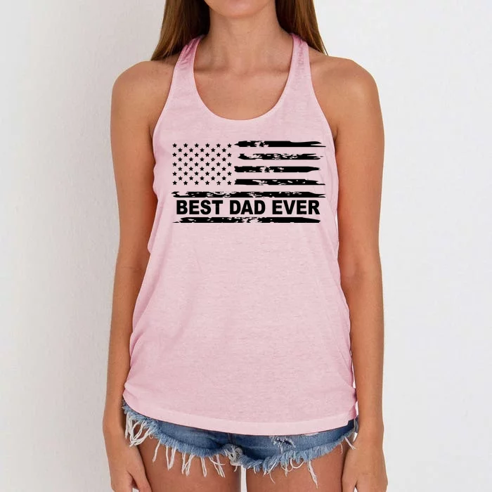 Best Dad Ever American Flag Women's Knotted Racerback Tank