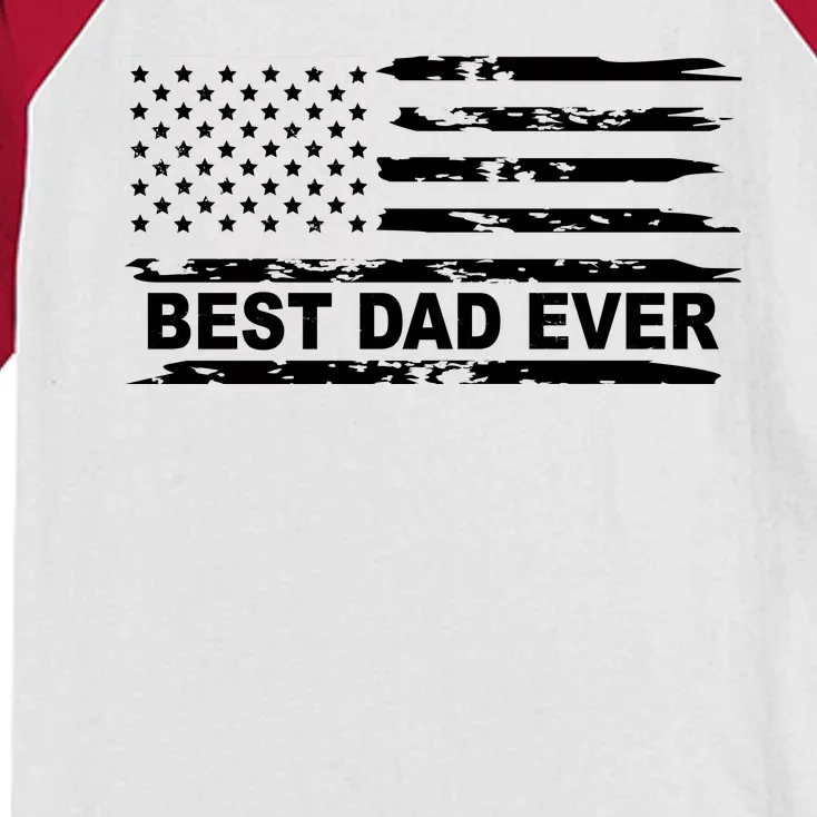 Best Dad Ever American Flag Kids Colorblock Raglan Jersey