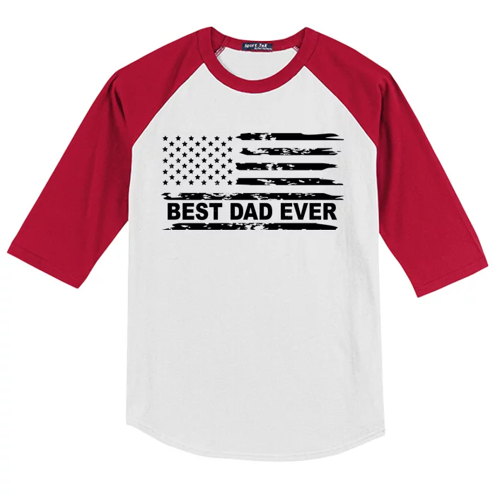 Best Dad Ever American Flag Kids Colorblock Raglan Jersey