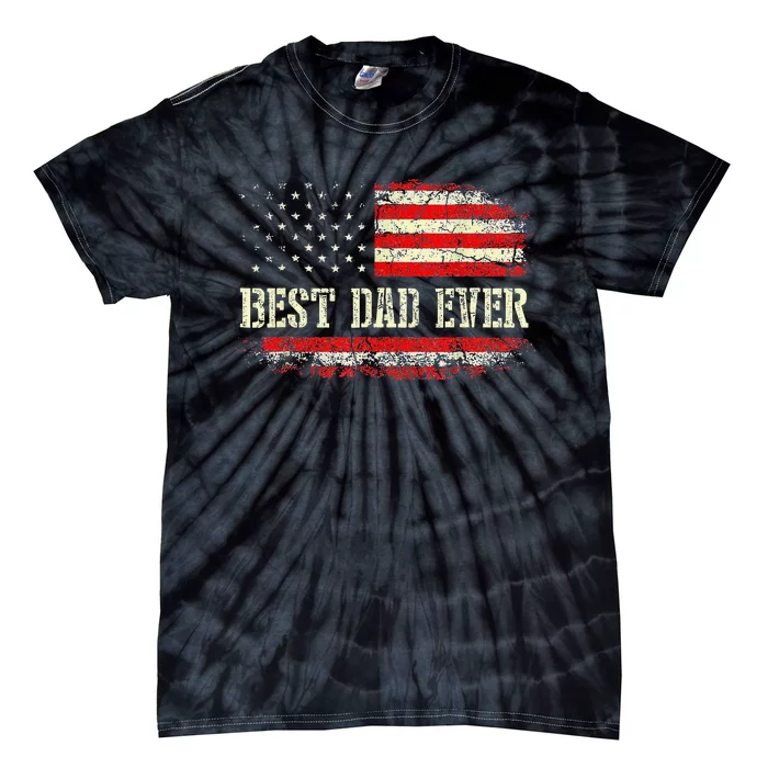 Best Dad Ever With US American Flag Gifts Fathers Day Dad Tie-Dye T-Shirt