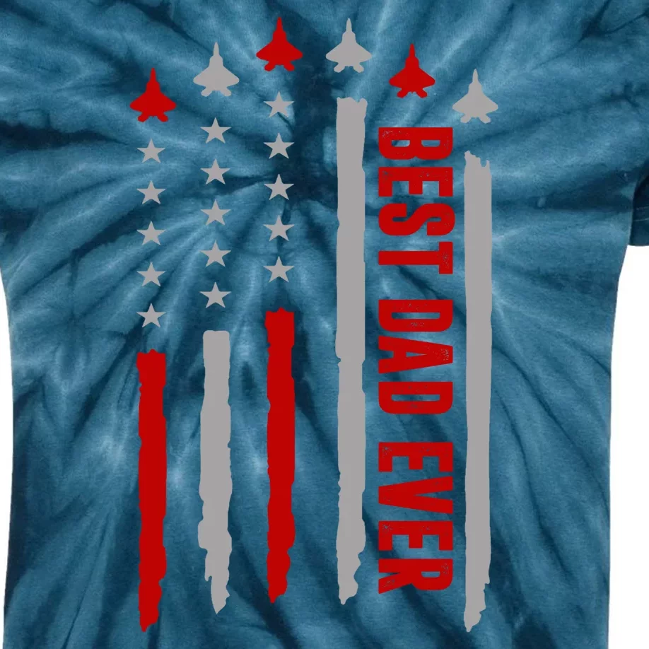 Best Dad Ever USA Flag Cute Gift Kids Tie-Dye T-Shirt